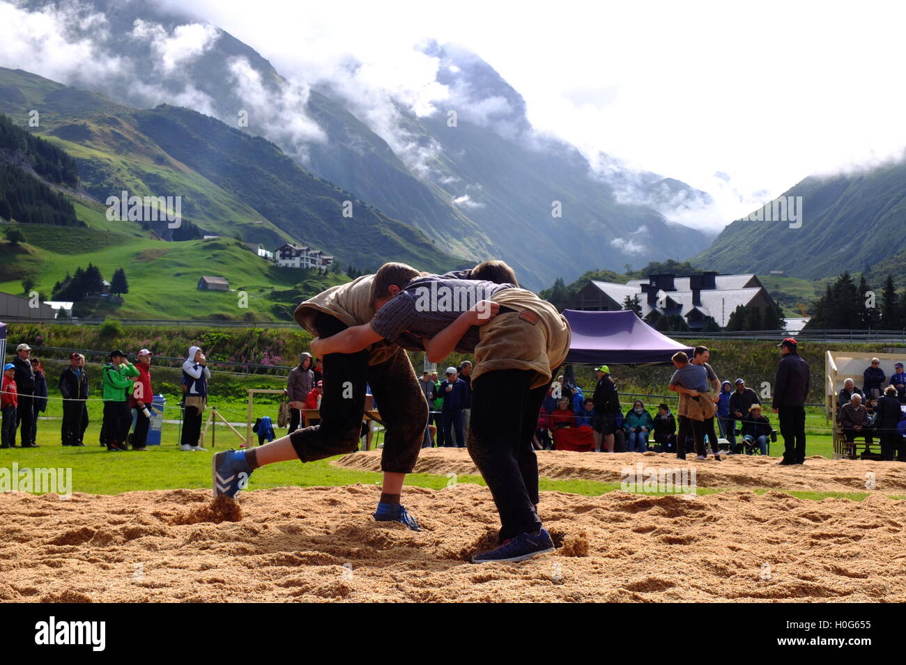 swiss traditional wrestling Stock Photo