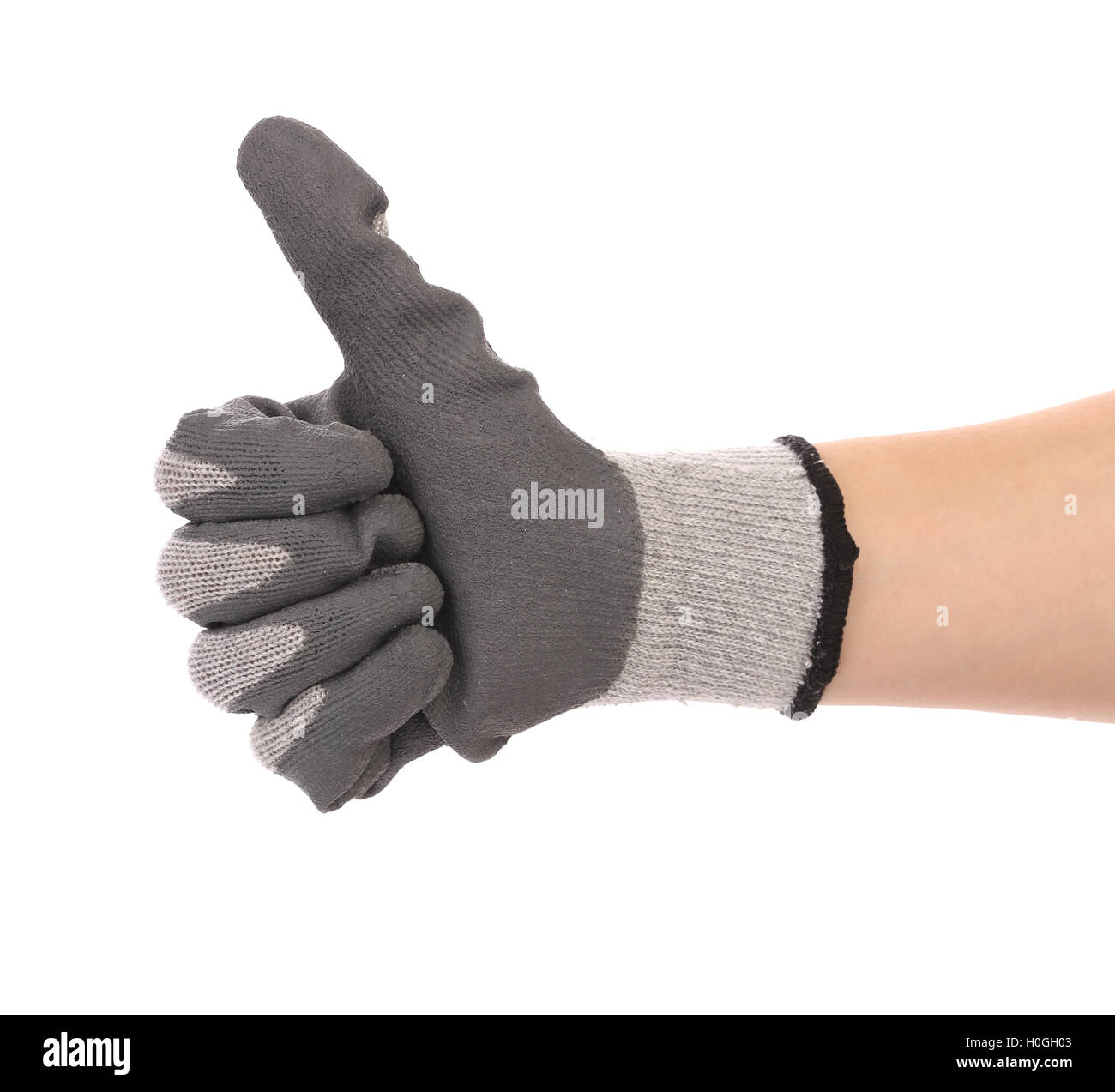 Hand in glove with thumbs up Stock Photo - Alamy