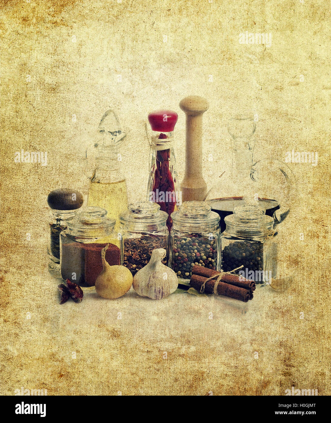 Spices,Cooking Oil And Vinegar Stock Photo Alamy