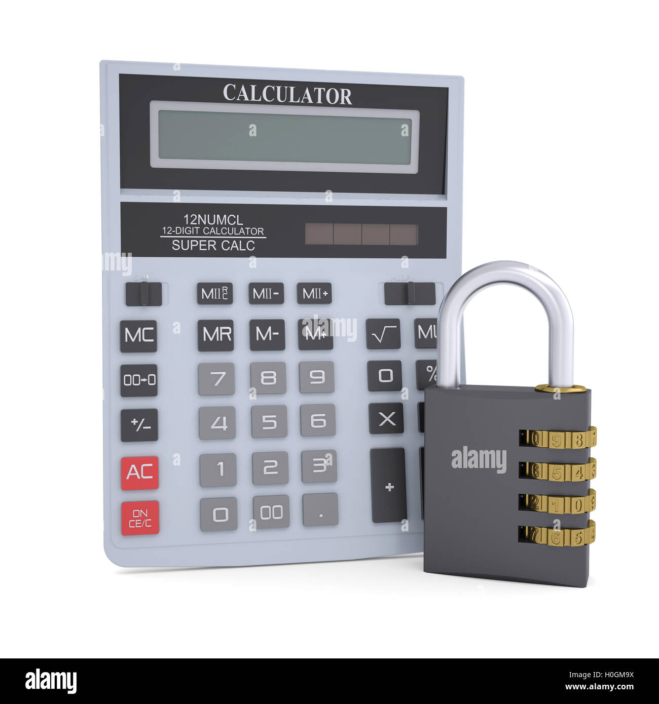 Combination lock and calculator Stock Photo Alamy