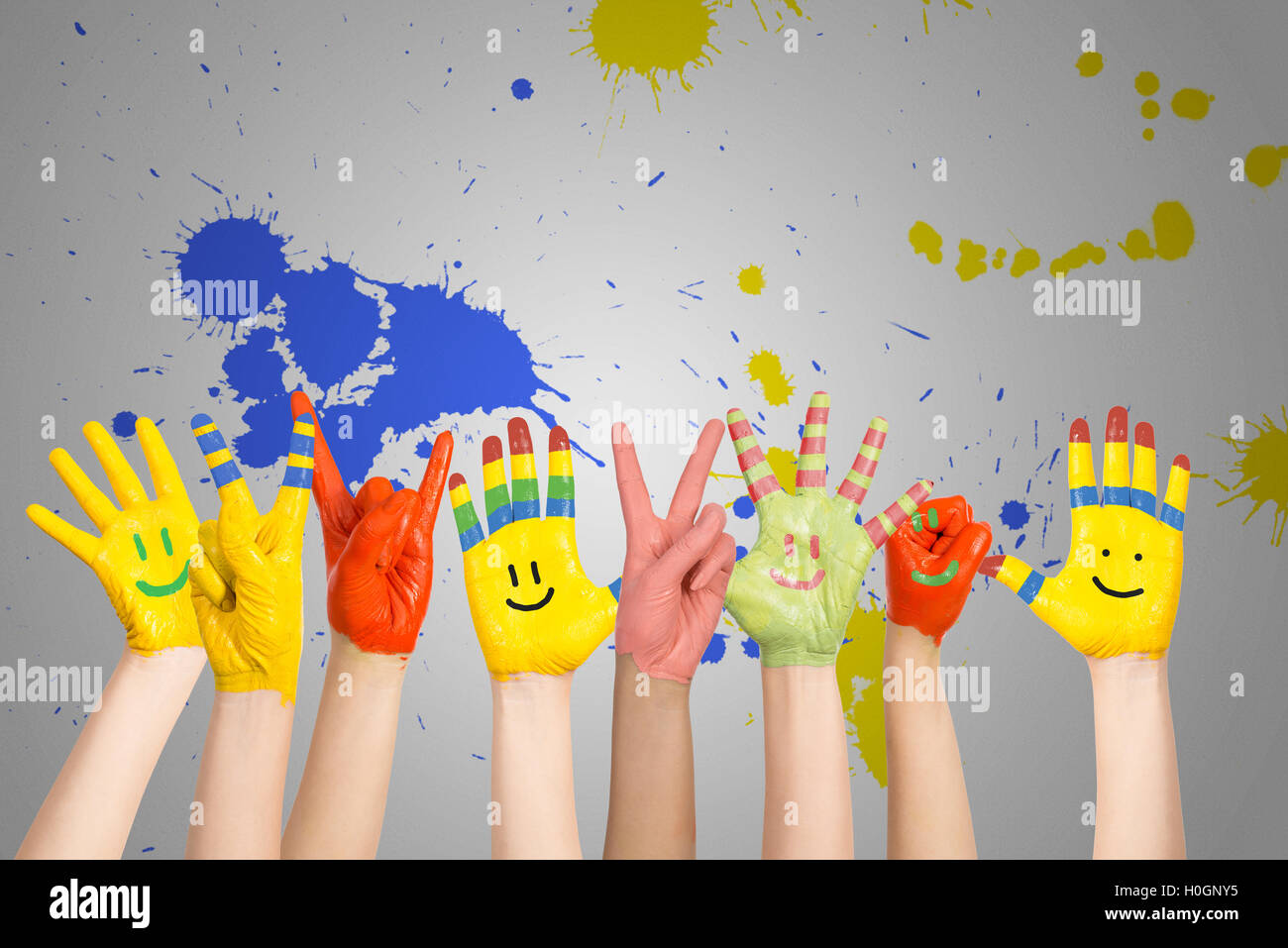 painted children's hands Stock Photo - Alamy