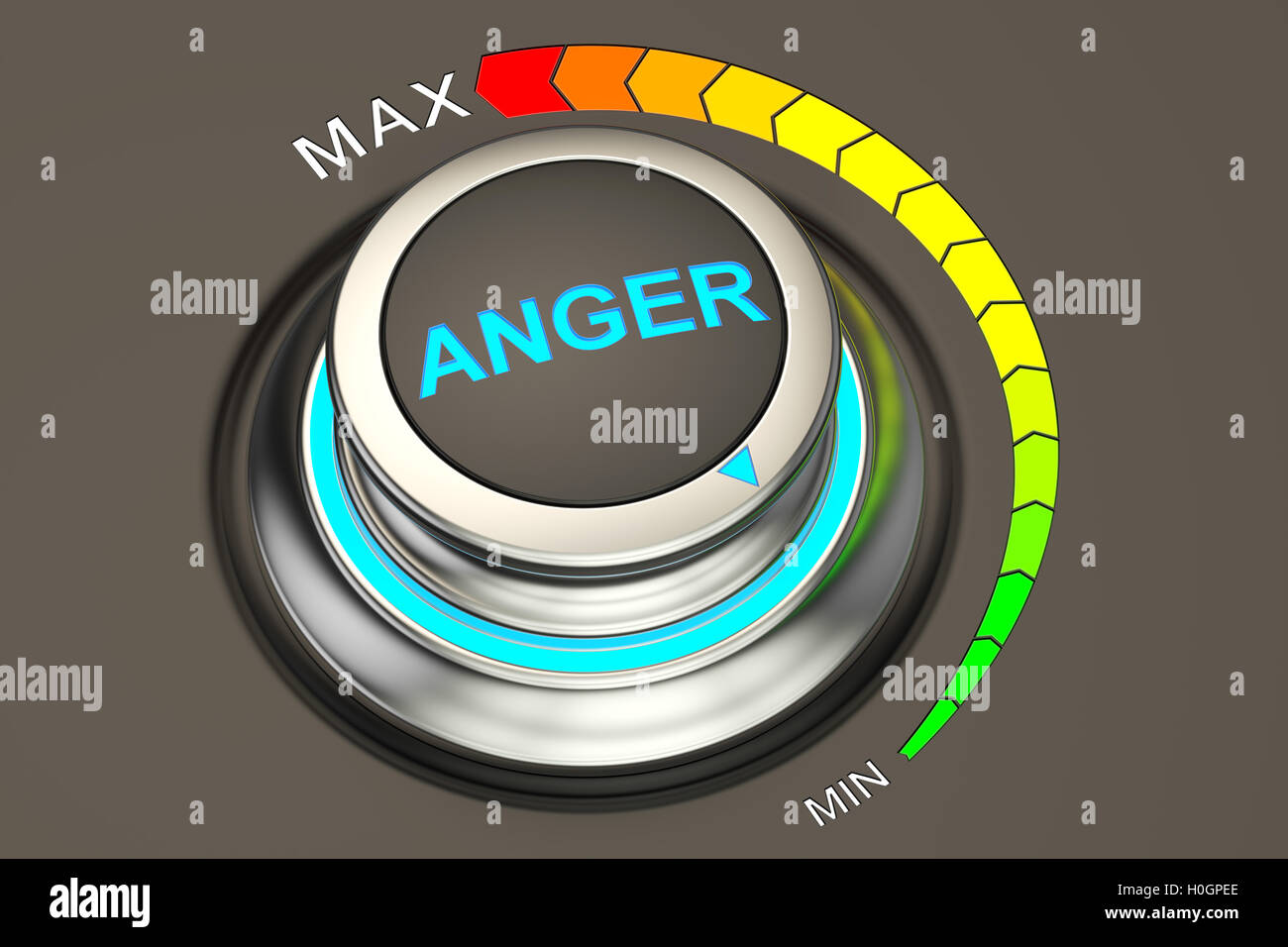 min level of anger concept, 3D rendering Stock Photo