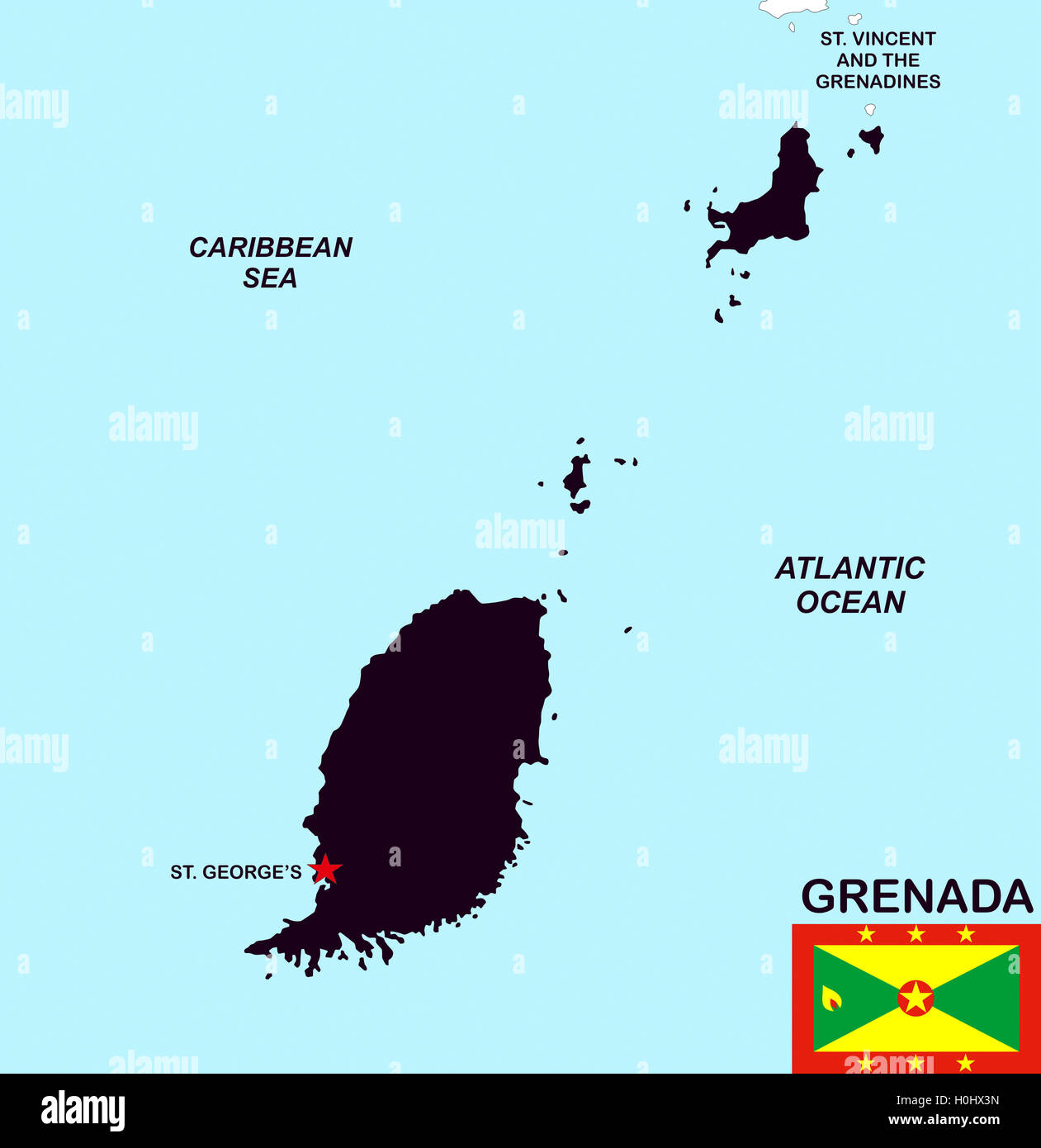 Grenada map hires stock photography and images Alamy