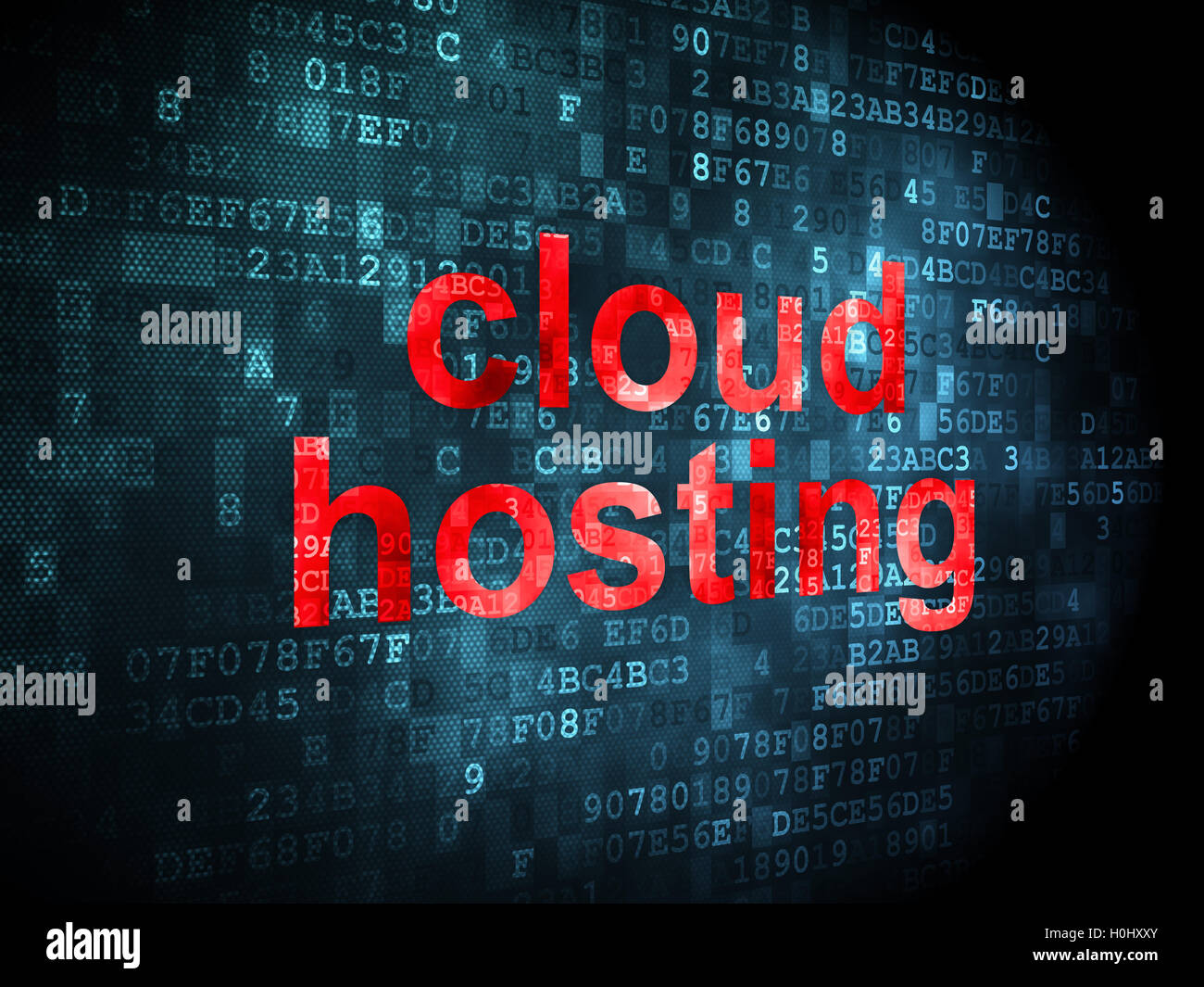Cloud computing concept: Cloud Hosting on digital background Stock Photo