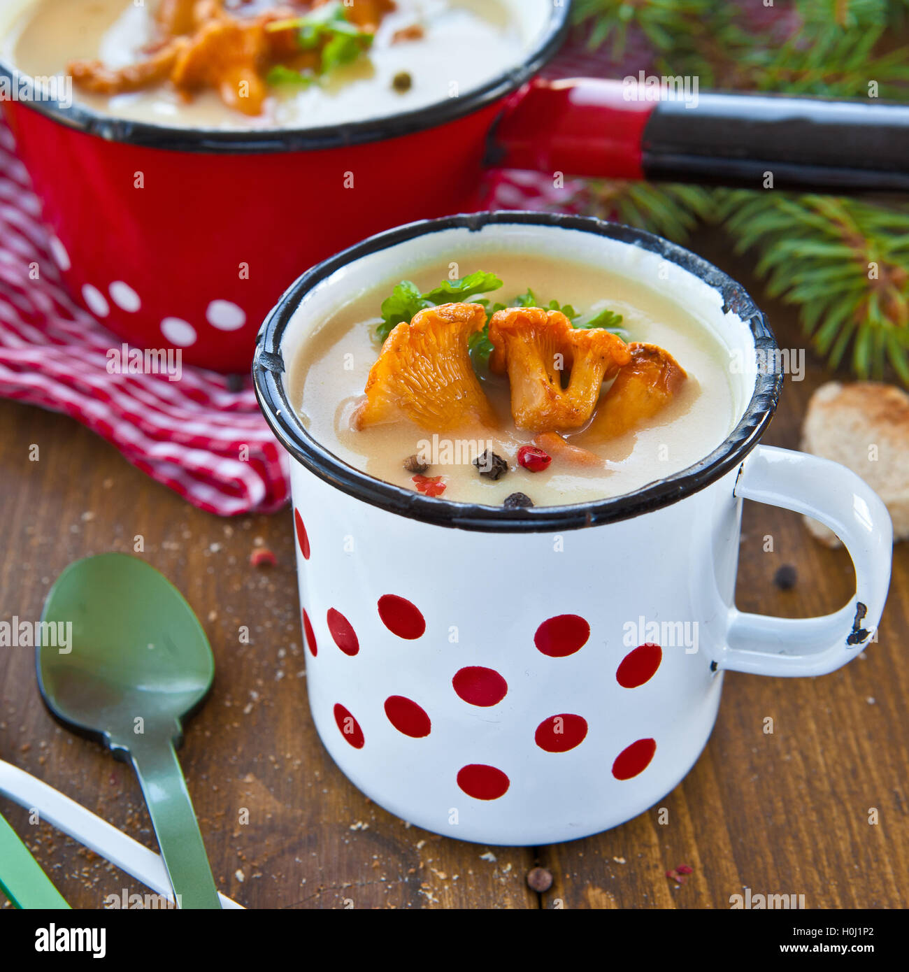 Creamy mushroom soup Stock Photo - Alamy