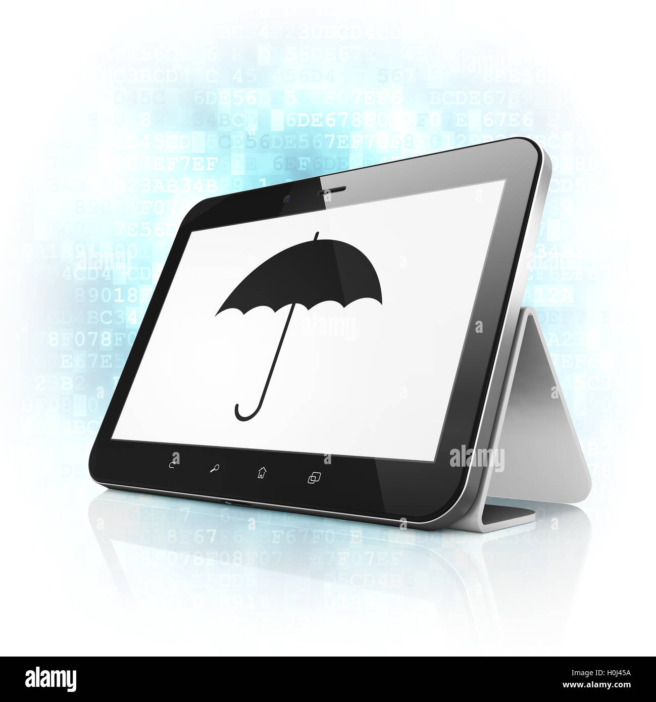 Safety concept Umbrella on tablet pc computer Stock Photo Alamy