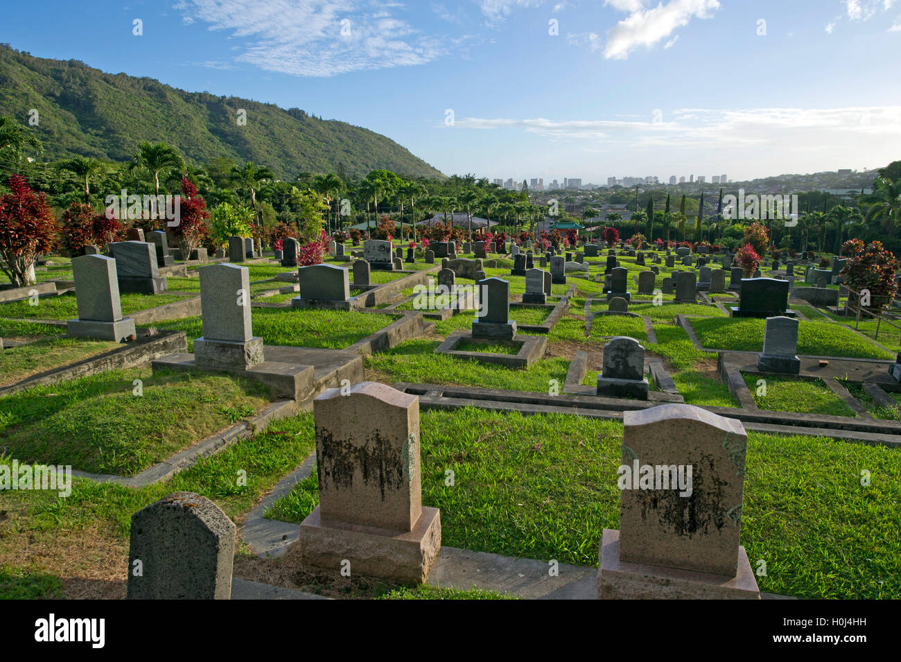 Manoa Chinese cemetery in Honolulu. Hawaii Stock Photo