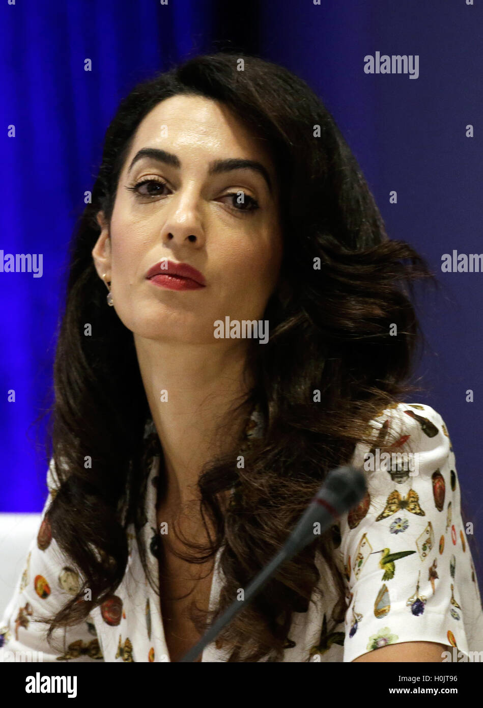 Lebanese-British lawyer, Amal Clooney attends a Private Sector Call to Action Leaders Summit for Refugees during the United Nations 71st session of the General Debate at the United Nations General Assembly at United Nations headquarters in New York, New York, USA, 20 September 2016. Credit: Peter Foley / Pool via CNP /MediaPunch Stock Photo