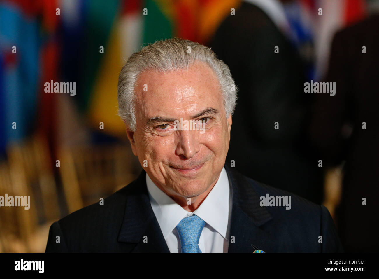 New York, USA. 20th Sep, 2016. Brazilian President Michel Temer is pictured during the annual world leader lunch hosted by United Nations Secretary-General Ban Ki-moon at the UN headquarters in New York, the United States, Sept. 20, 2016. Credit:  Li Muzi/Xinhua/Alamy Live News Stock Photo