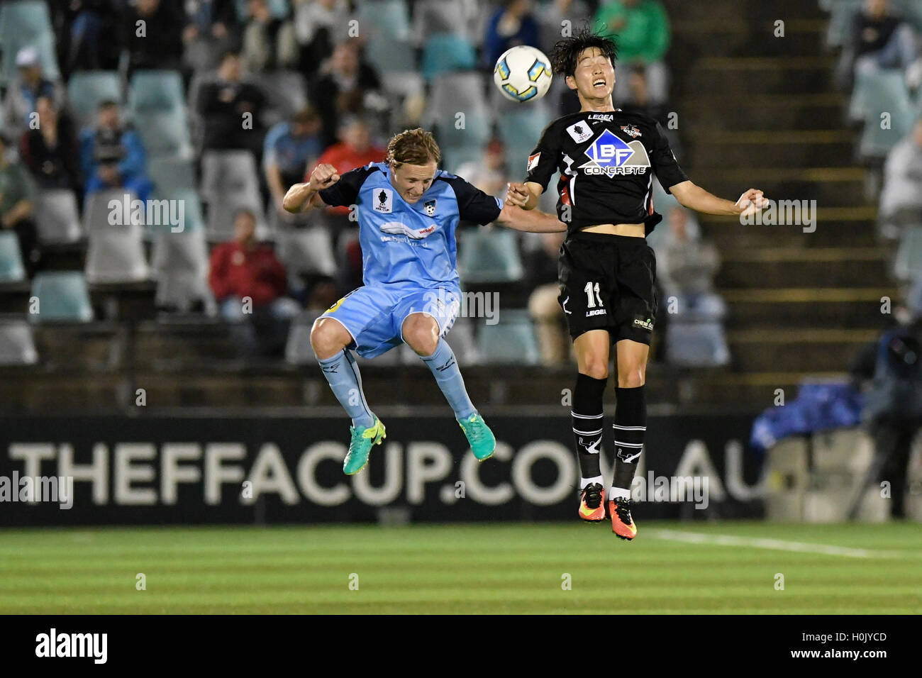 Sydney Australia 21st Sep 16 Westfield Ffa Cup Quarter Final Blacktown City Fc Versus Sydney Fc Blacktown Midfielder Danny Choi Wins A Header Sydney Fc Won The Game 3 0 Credit Action Plus Sydney Australia 21st Sep 16 Westfield Ffa Cup Quarter Final Blacktown City Fc Versus Sydney Fc Blacktown Midfielder Danny Choi Wins A Header Sydney Fc Won The Game 3 0 Credit Action Plus
