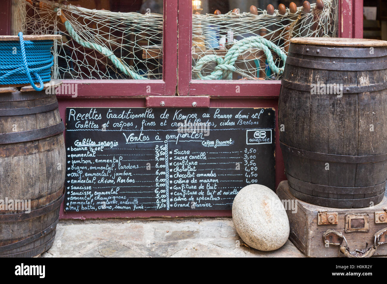 Chalkboard Menus, Saint-Guilhem-le-Desert Village, Languedoc, France Stock Photo