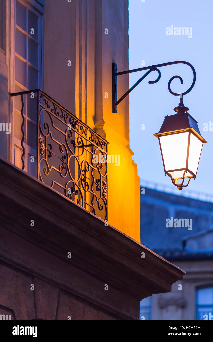 Street light, early morning street scene, Aix-en-Provence, France Stock Photo
