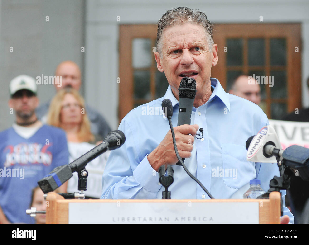 Libertarian candidate for president Gary Johnson speaks at a rally in Concord, New Hampshire, USA, on 25 August, 2016. Stock Photo
