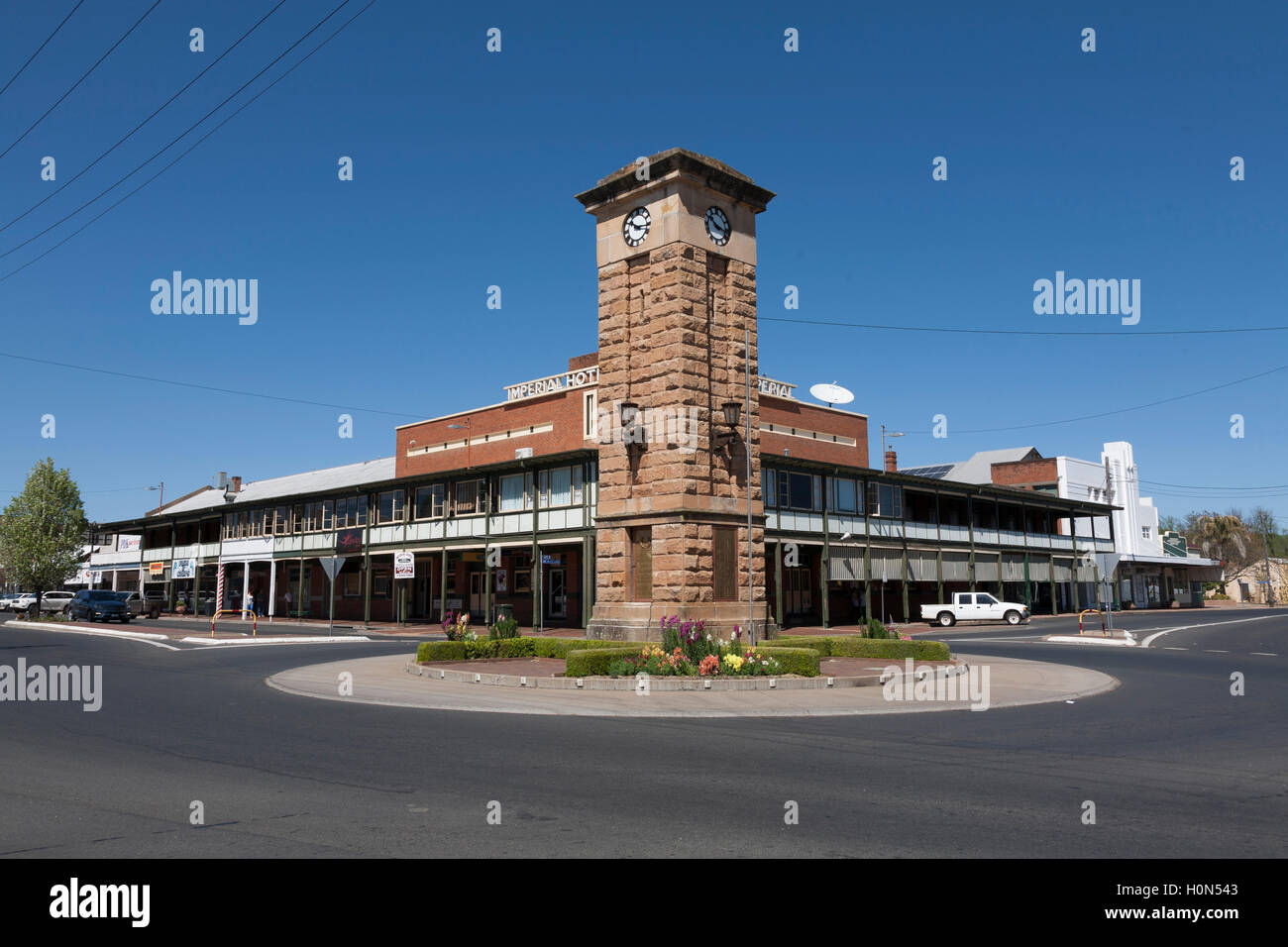 In 1926 Coonabarabran erected a beautiful and Art Deco monument executed in sandstone. New South Wales Australia Stock Photo