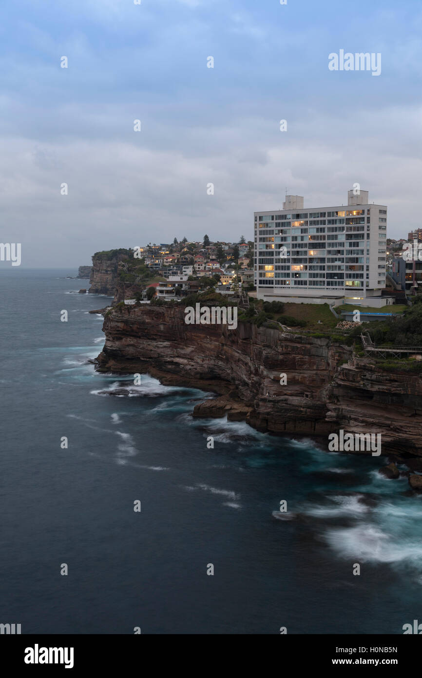 Evening light on this iconic apartment building at Diamond Bay Sydney Australia Stock Photo