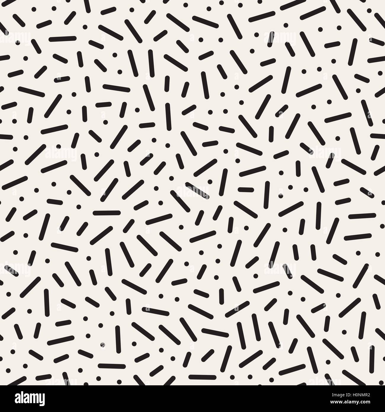 Vector Seamless Black and White Memphis Lines Circles Jumble Pattern ...