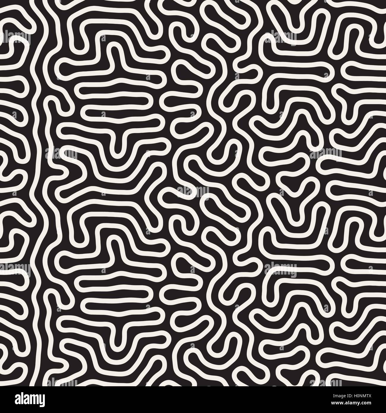 Vector Seamless Black and White Organic Lines Pattern Stock Vector ...