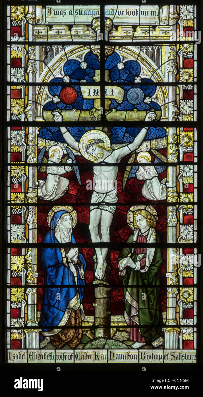 Salisbury Cathedral stained glass Stock Photo Alamy