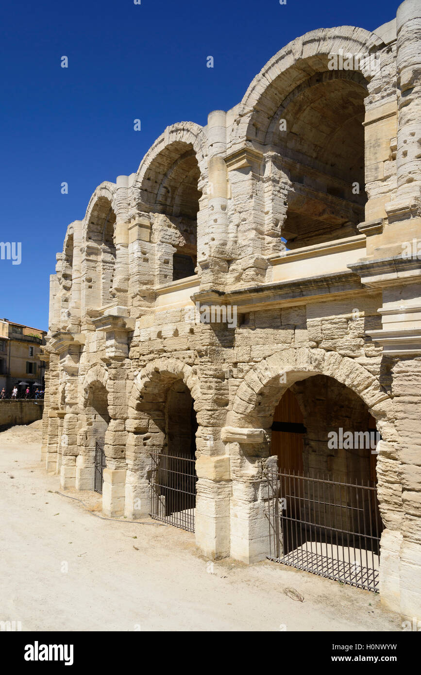 Roman amphitheater, Arenes bullring, Arles, Provence-Alpes-Cote d'Azur, France Stock Photo