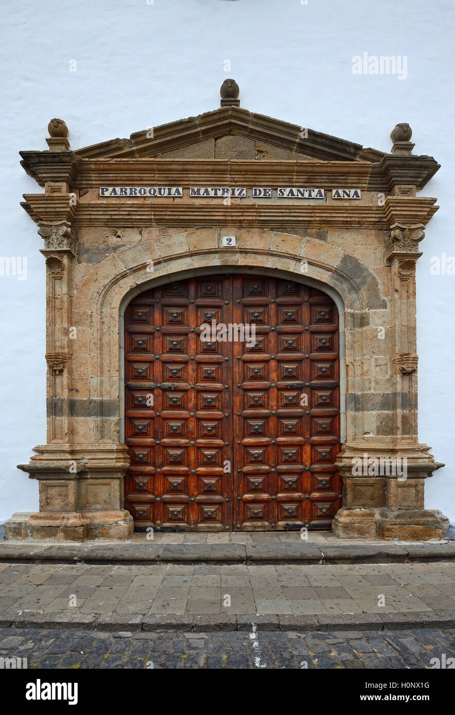 Portal, Matriz de Santa Ana church, Garachico, Tenerife, Canary Islands, Spain Stock Photo