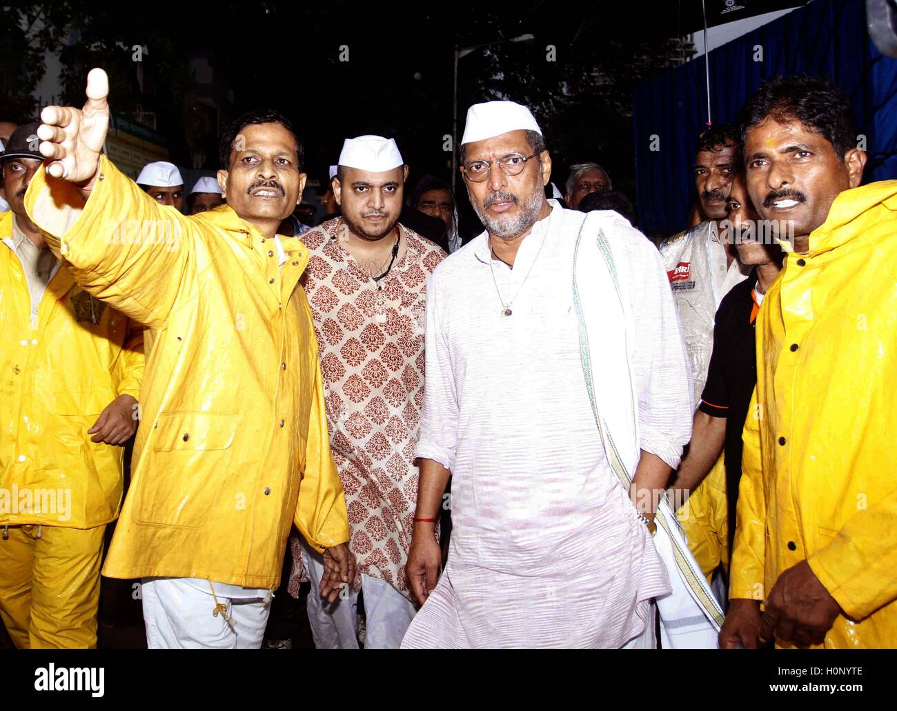 Bollywood actor Nana Patekar participate in a procession for the immersion of Lord Ganesh Mumbai Stock Photo