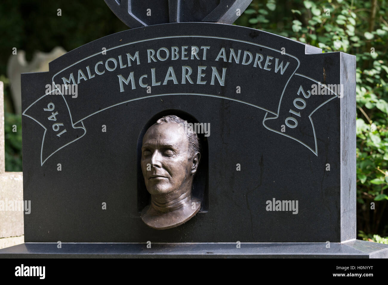 Grave of artist Malcolm McLaren, Highgate Cemetery, London, England, United Kingdom Stock Photo