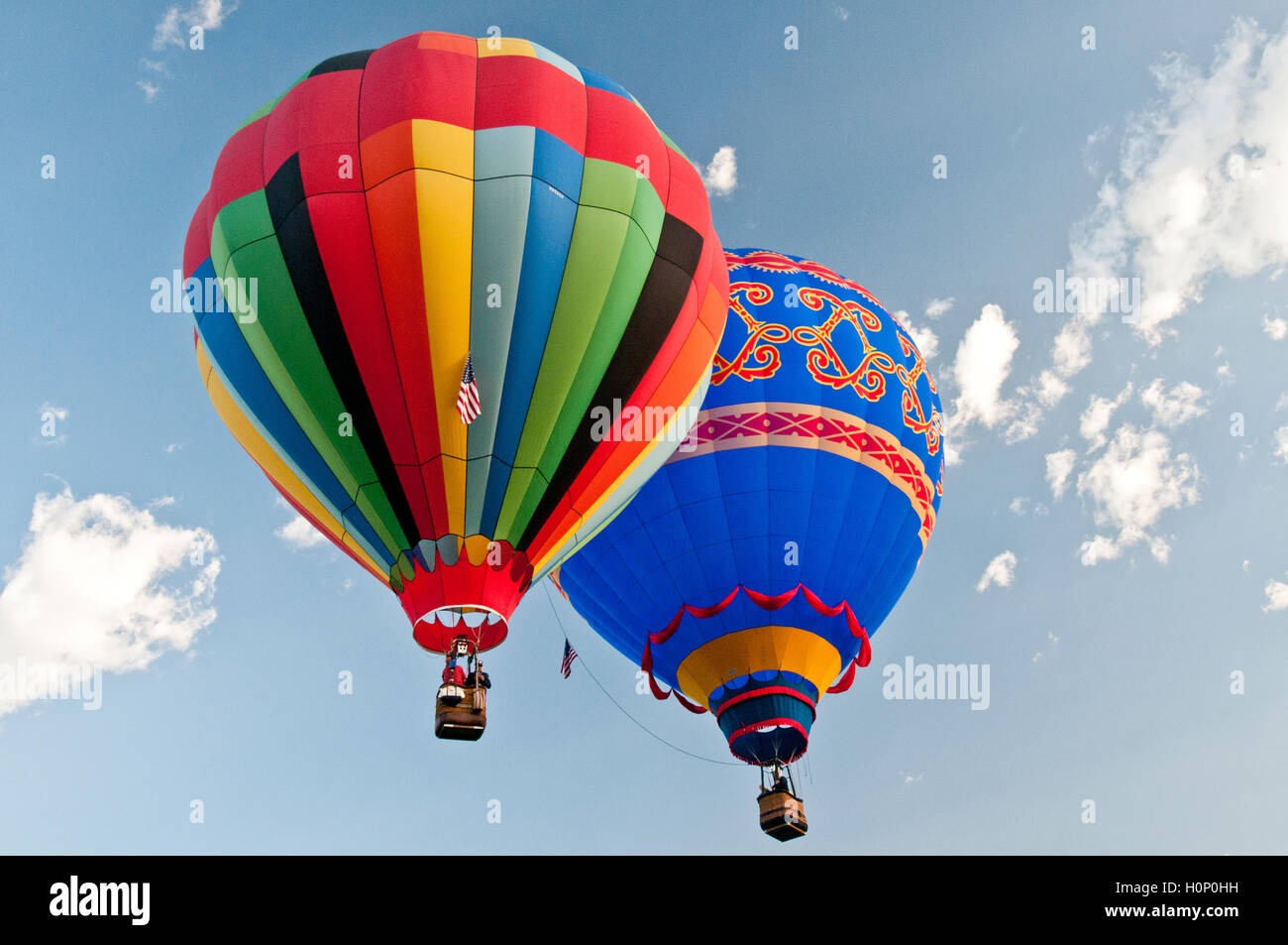 Hot air balloons above Ann Morrison Park in the 'Spirit of Boise Balloon Classic' in September 2016 Stock Photo
