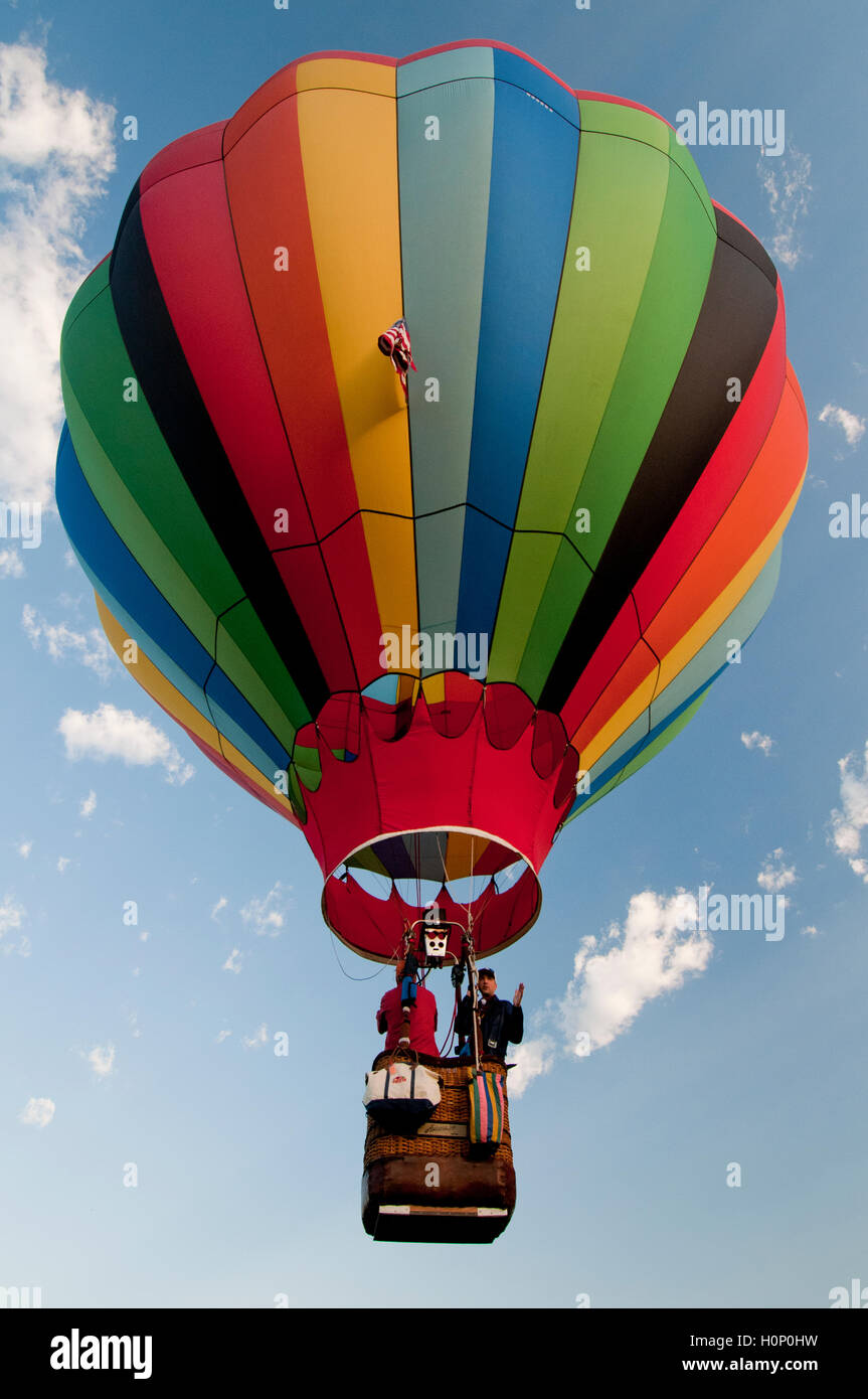 Hot air balloon above Ann Morrison Park in the 'Spirit of Boise Balloon Classic' in September 2016 Stock Photo