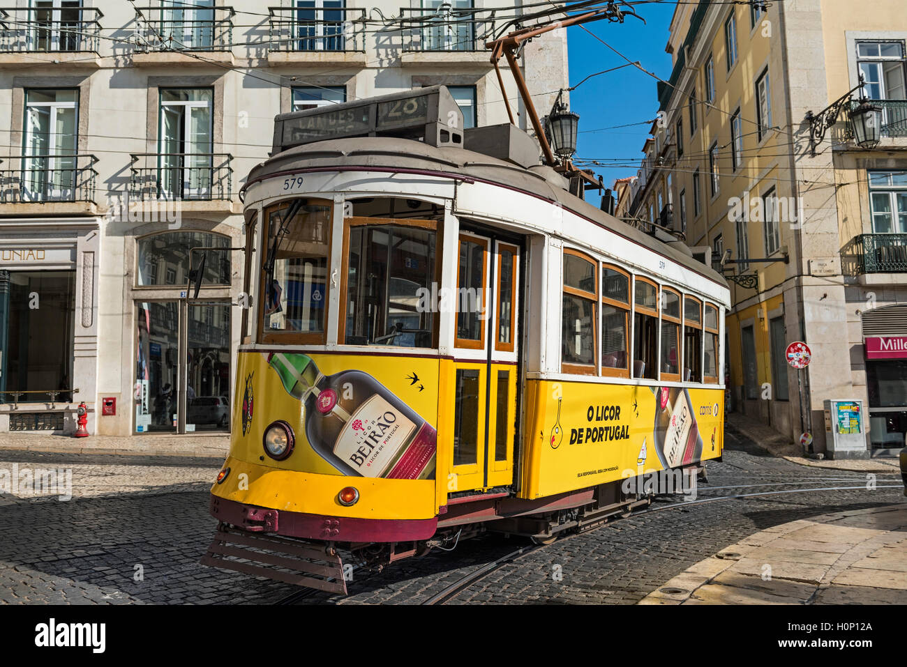 Number 28 tram Bairro Alto Lisbon Portugal Stock Photo