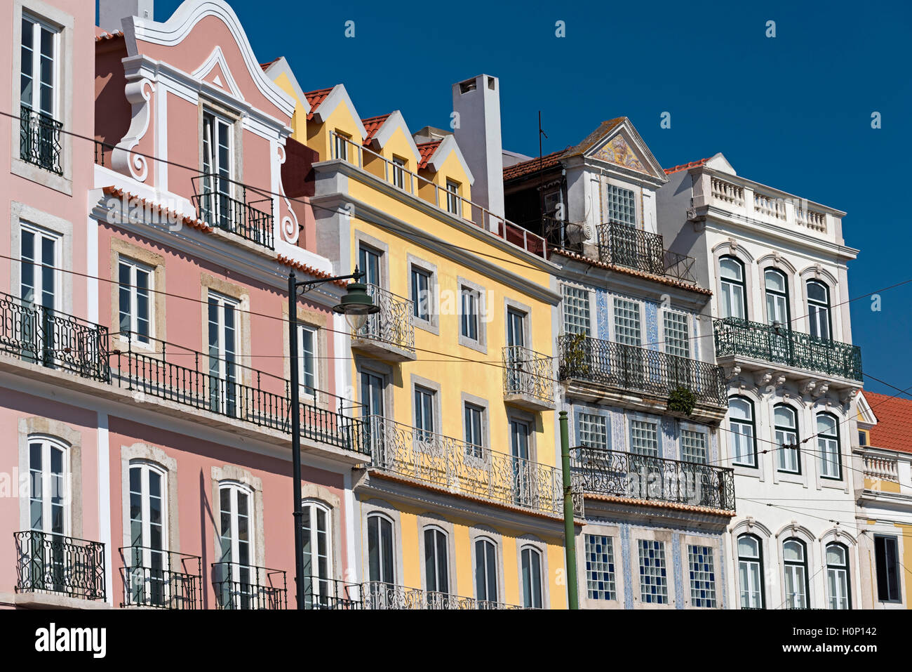 Colourful houses. Principe Real. Bairro Alto. Lisbon Portugal Stock Photo