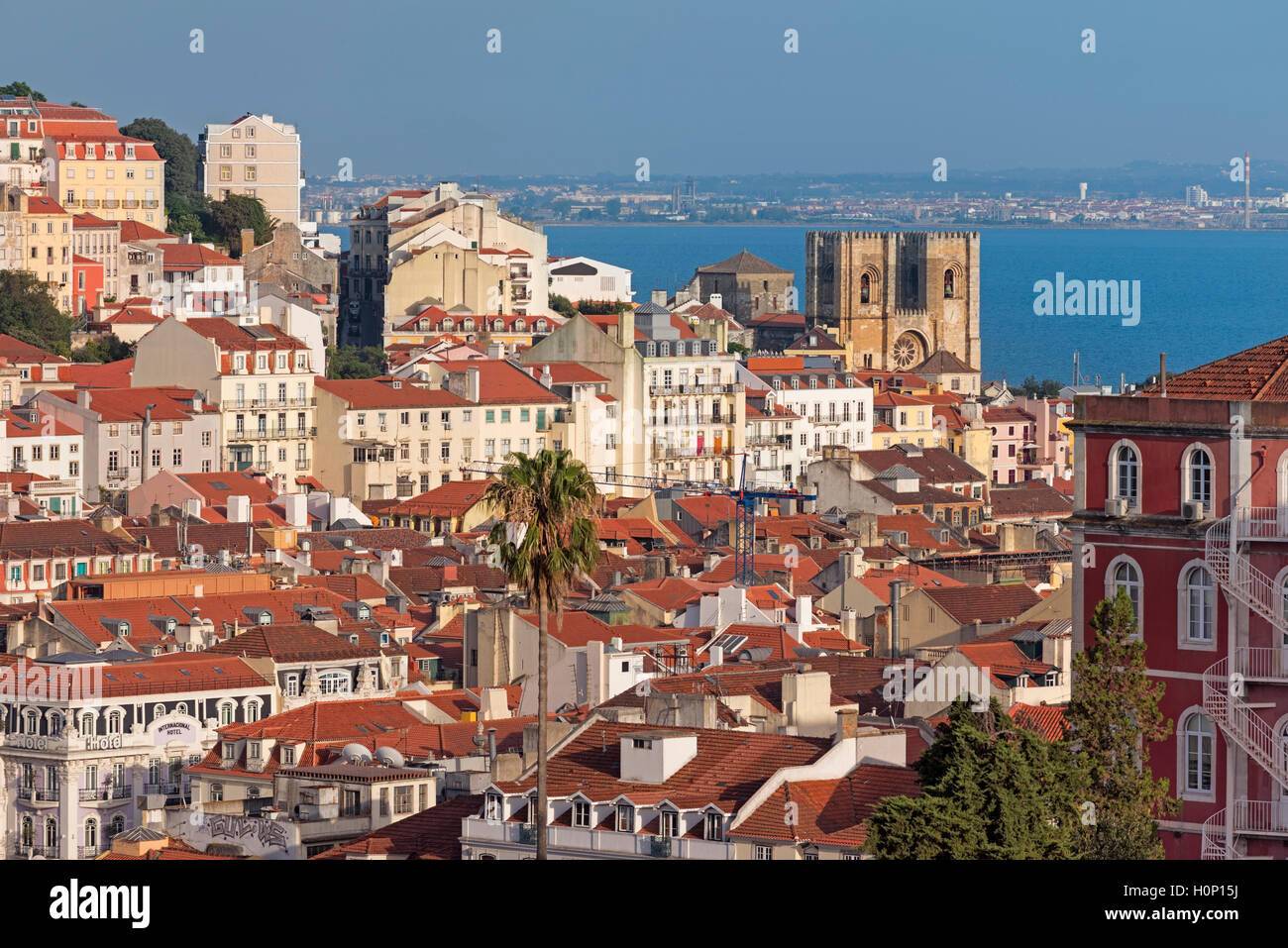 City view to Sé cathedral Lisbon Portugal Stock Photo