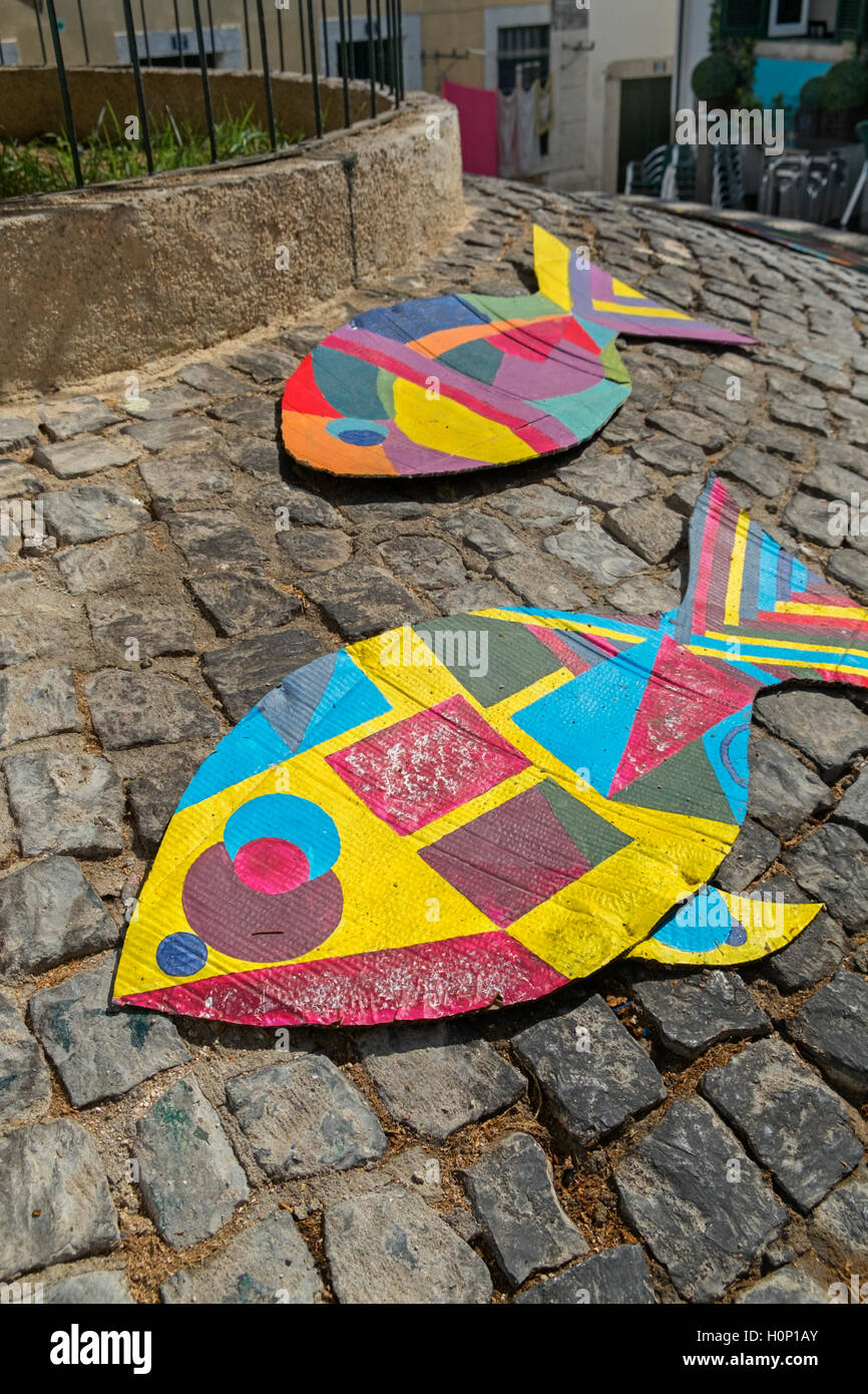 Colourful artwork Alfama Lisbon Portugal Stock Photo
