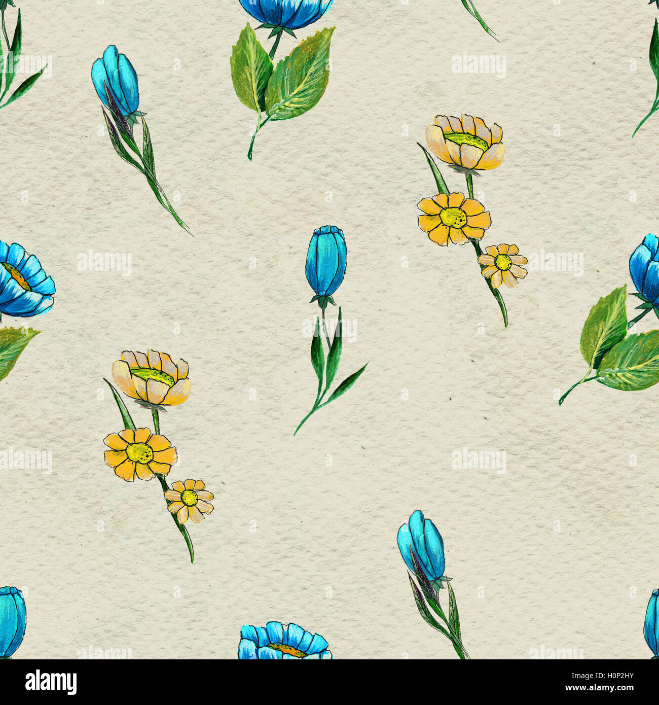 Seamless pattern with colorful flowers Stock Photo - Alamy