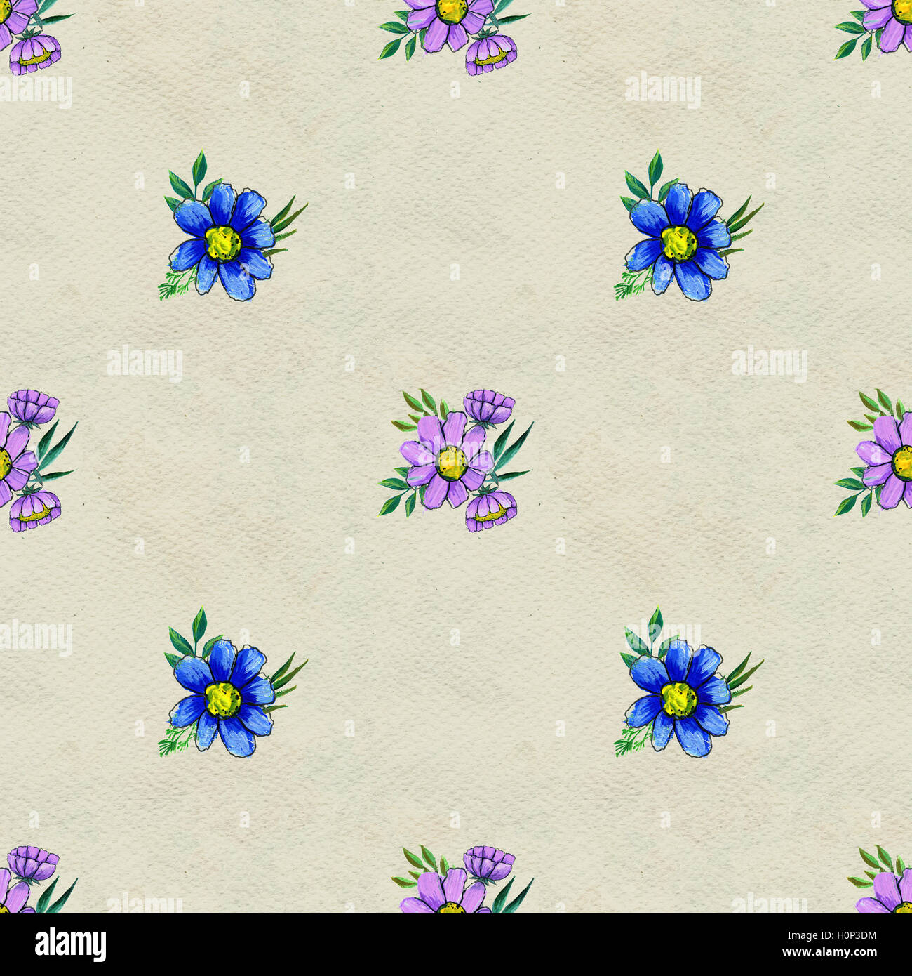 Seamless pattern with colorful flowers Stock Photo - Alamy