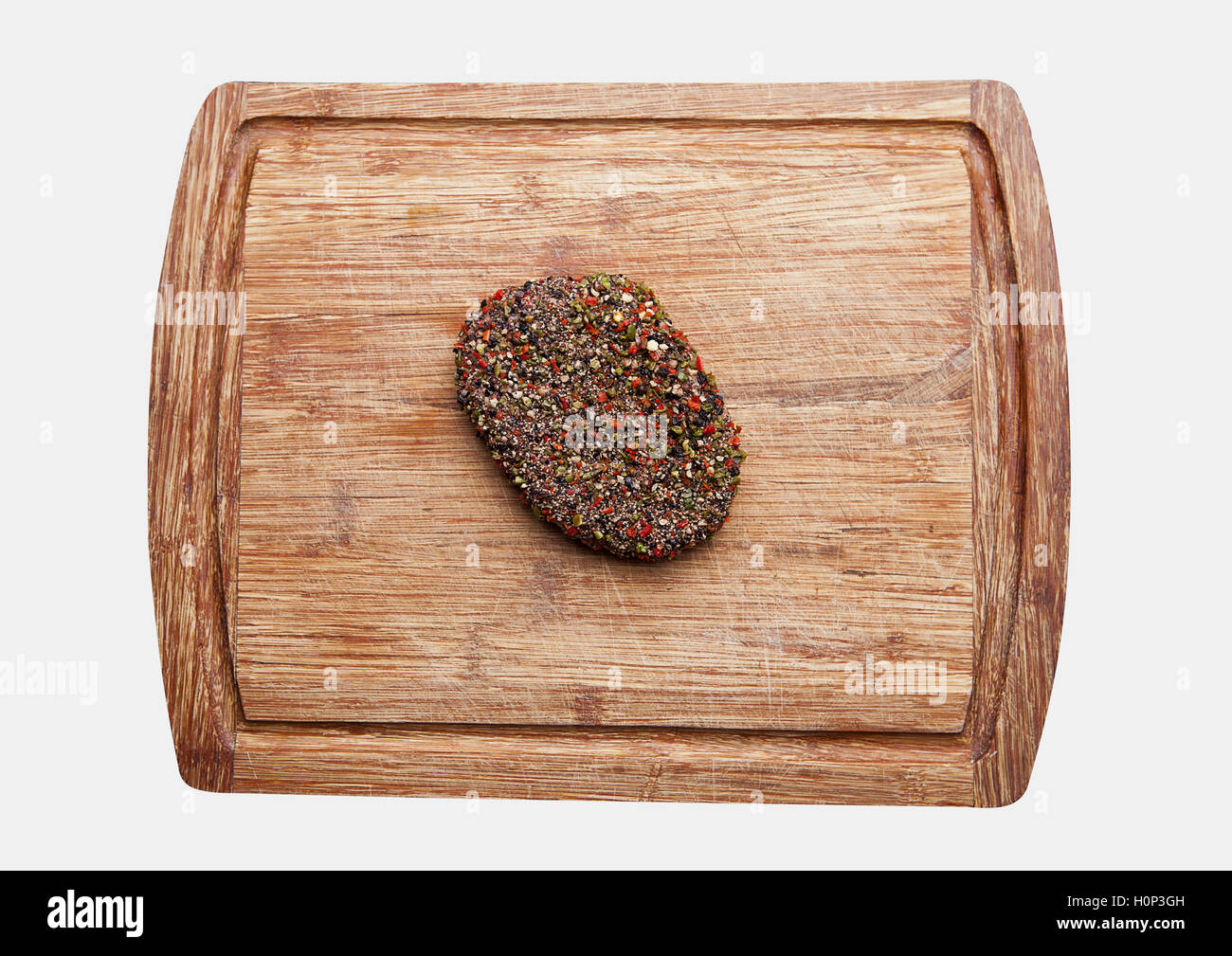 Beef raw steak on kitchen wooden board isolated on white Stock Photo ...
