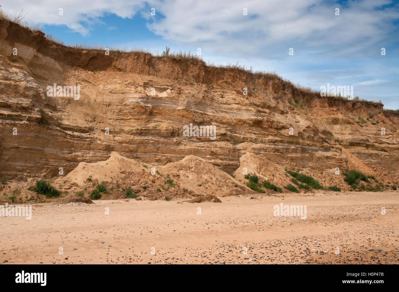 Eroding cliffs at Covehithe in Suffolk Stock Photo