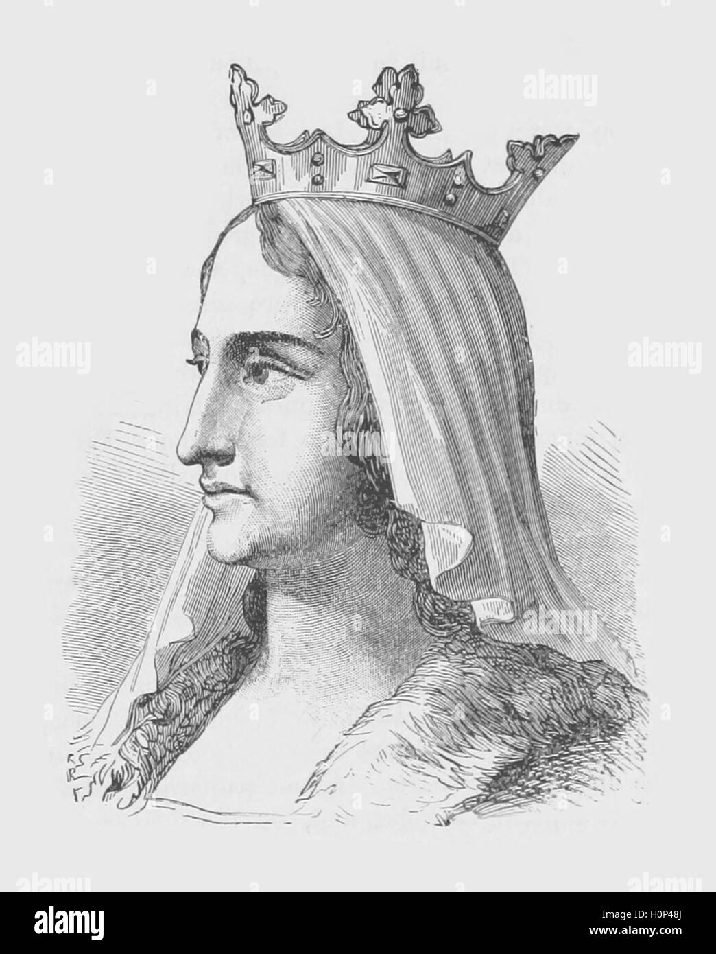 Blanche of Castile  Blanche of Castile was Queen of France as the wife of Louis VIII. She acted as regent twice during the reign of her son, Louis IX.  Image sourced from Cassell's Illustrated Universal History (1893). Stock Photo