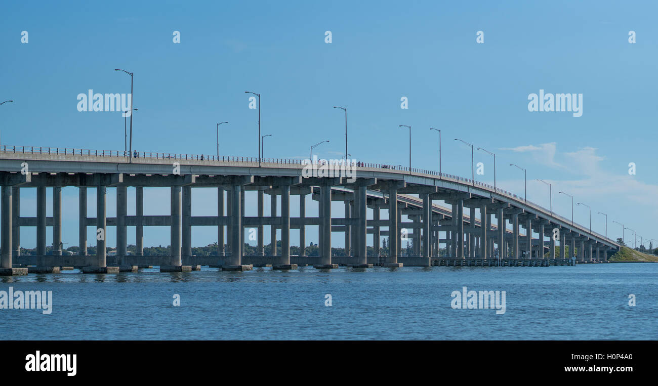 Melbourne Causeway to the Barrier Island and Beaches Stock Photo