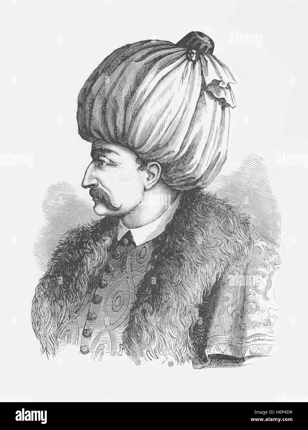 Suleiman I commonly known as Suleiman the Magnificent in the West and 'Kanuni' (the Lawgiver) in his realm, was the tenth and longest-reigning sultan of the Ottoman Empire from 1520 to his death in 1566.  Image sourced from Cassell's Illustrated Universal History (1893). Stock Photo