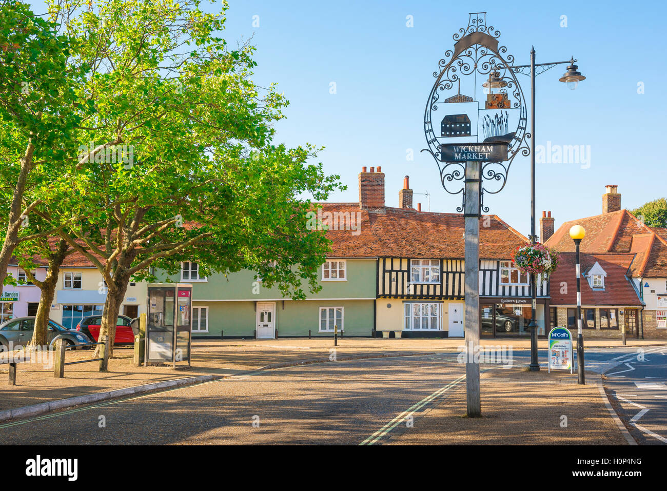 Wickham Market Suffolk, view of the High Street in Wickham Market
