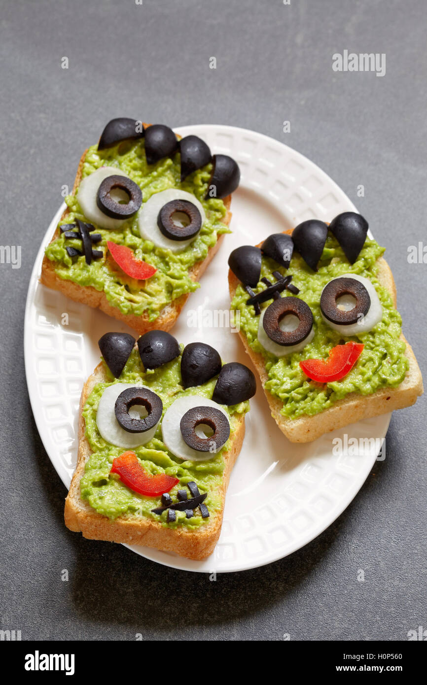 Halloween green monster sandwich Stock Photo