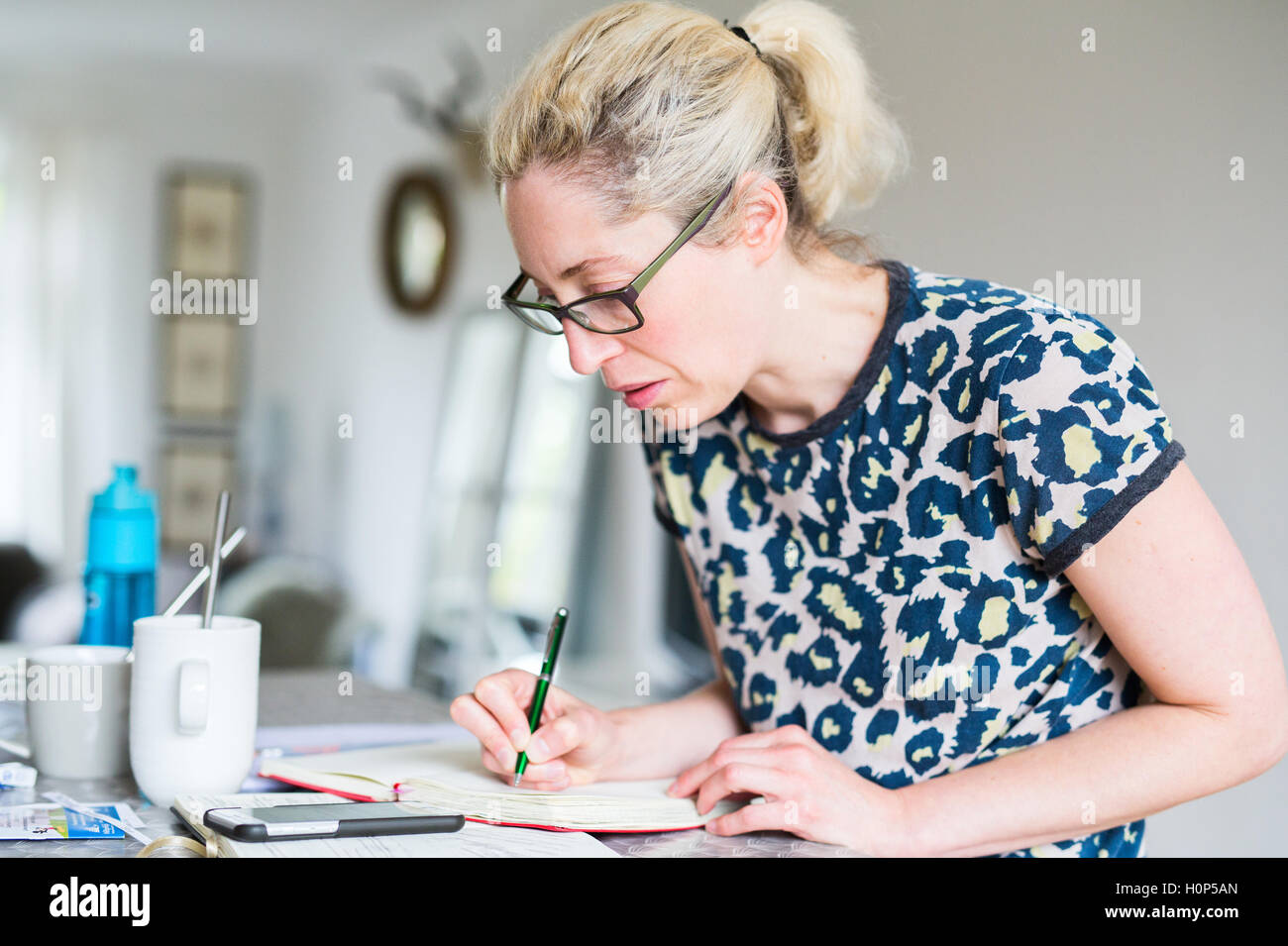 Woman Working at Home Stock Photo