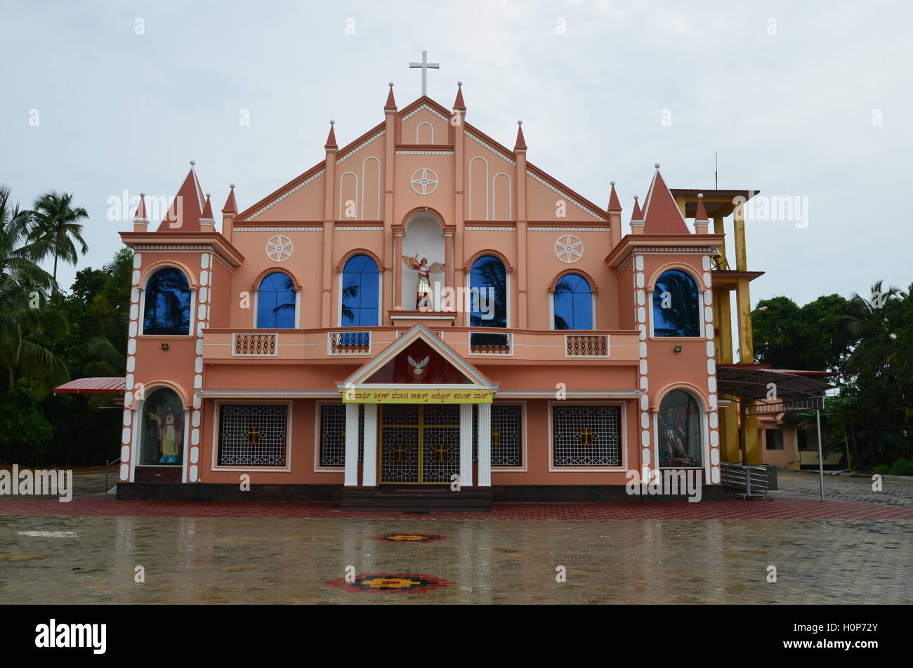 Renovated St. Michael's Church, Bellore, Mangalore, Karnataka, India Stock Photo