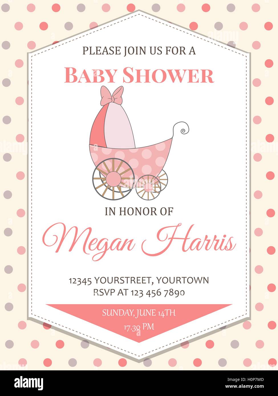 delicate baby girl shower card with stroller Stock Vector Image & Art ...