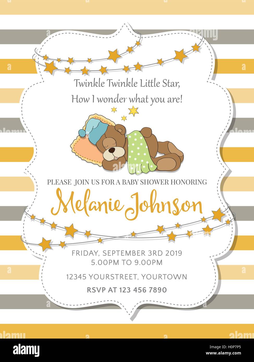 Lovely baby shower card with teddy bear Stock Vector Image & Art Alamy