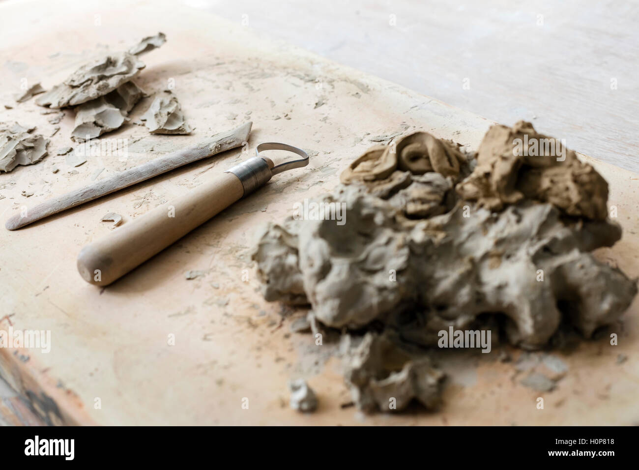 clay equipment board pottery studio Stock Photo Alamy