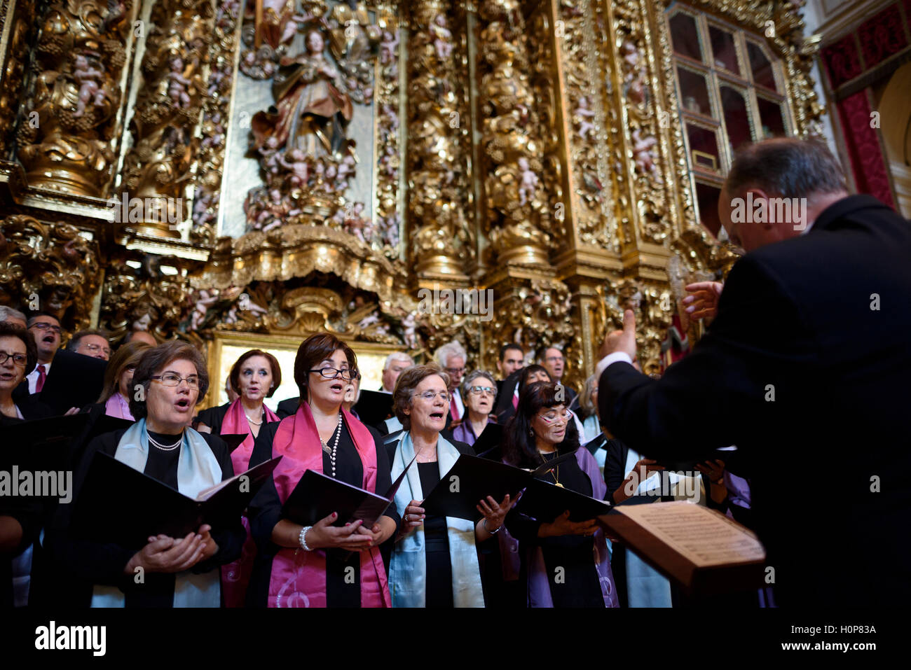 Church choir singing Stock Photo