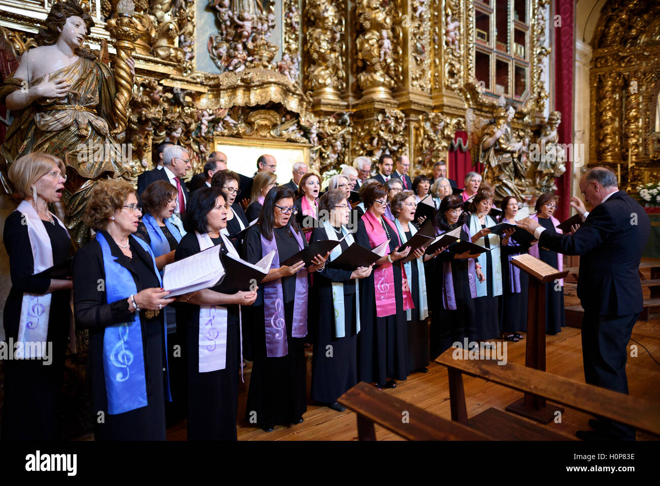 Church choir singing Stock Photo