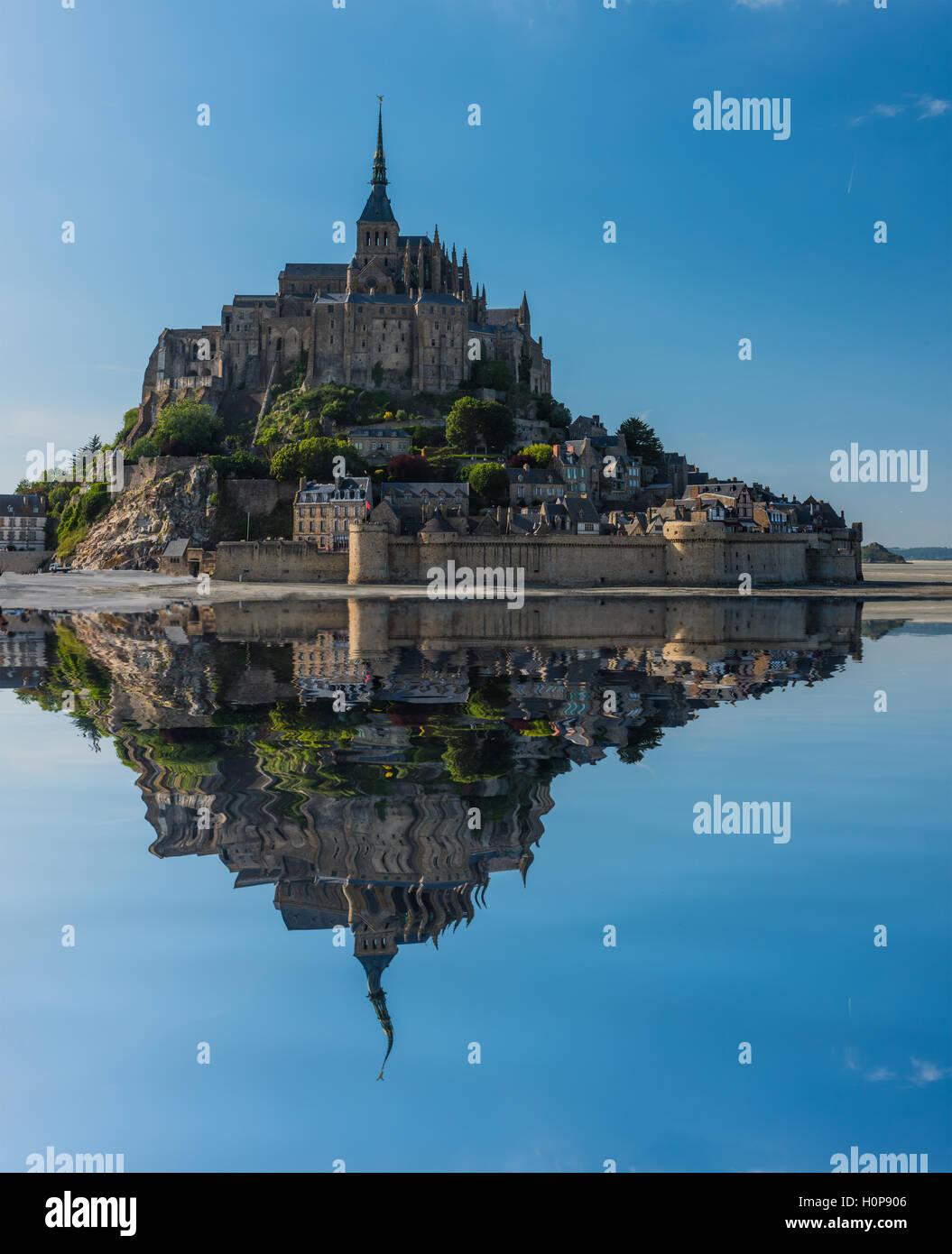 Mont Saint Michel tidal island in summer, Normandy, northern France Stock Photo