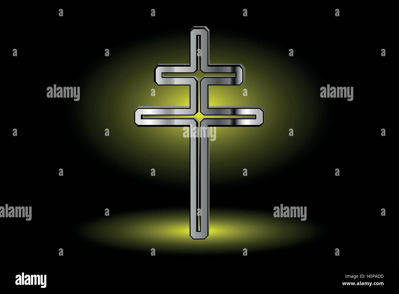 cross on a yellow background ,double religious cross , Christian double